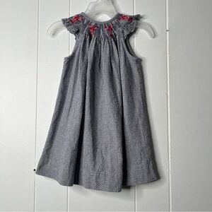 Silly Goose Hand Smocked White Navy Gingham Dress Lobster Nautical Summer 18M